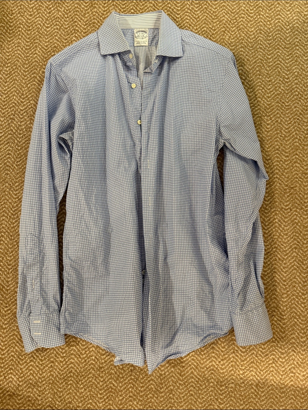 Brooks Brothers Blue Check Cotton Men's Dress Shirt